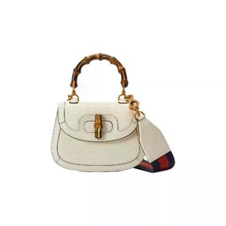 Gucci Pre-owned Bamboo 1947 Top Handle Tas - Dames - Pre-owned - Wit - Maat: ONE Size