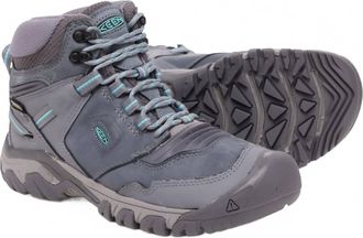 Keen Womens Ridge Flex Mid Waterproof Hiking Boots In Steel Grey/porcelain