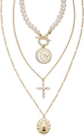 Electric Picks xSarah & Hollie Amore Necklace Set of 3 in Gold at Nordstrom