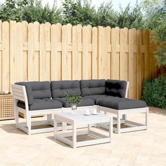 vidaXL Vidaxl - Set Muebles Jard&iacute;n 4 Pzas Con Cojines Madera Maciza Pino Blanco