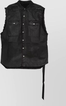 Rick Owens Rick Owens - sleeveless jumbo overshirt darkshadow pockets