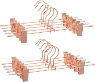 OEM Juego De 10 Perchas Met&aacute;licas Para Pantalones (31 Cm) Con 2 Pinzas Antideslizantes, Ideales Para Faldas, Pantalones Y Ropa Interior. Ahorran Espacio, 