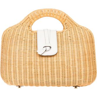 Raf&eacute; New York Gen Cut Out Handle Clutch in White /Natural at Nordstrom, Size Medium