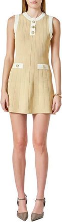 endless rose Contrast Detail Sleeveless Mini Sweater Dress in Tan/Cream at Nordstrom, Size X-Small