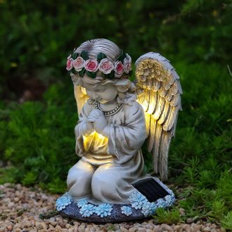 OEM L&aacute;mpara Solar Transfronteriza Con Forma De &Aacute;ngel, Hecha De Resina, Decoraci&oacute;n Para Exteriores Para Ni&ntilde;as, Jard&iacute;n Y Hogar (&aacute;ngel Orando)