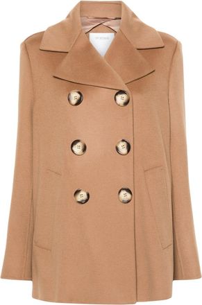 Sportmax Livorno wool peacoat - women - Viscose/Polyester/Virgin Wool - 44 - Brown