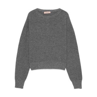 Twinset Grijze Sweater Set - Dames - Ronde hals truien - Grijs - L - Truien & Vesten