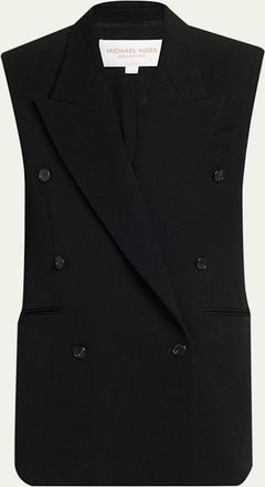 Michael Kors Double-Breasted Wool Gabardine Vest