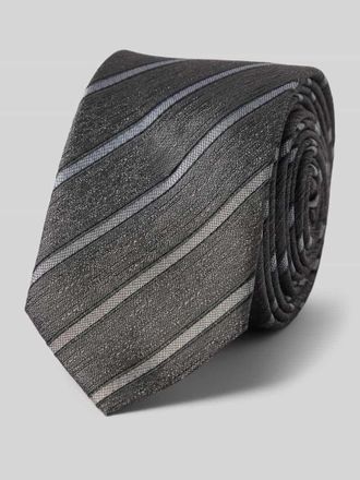 Olymp Level 5 Super Slim Seidenkrawatte mit Streifenmuster in Black, Gr&ouml;&szlig;e 1
