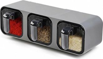 OEM Organizador De Especias Con Cucharas, Transparente Sin Perforaciones, Ideal Para Sal, Az&uacute;car Y Especias (3 Compartimentos)