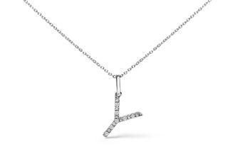 House of Brilliance Sterling Silver Diamond Accent C Initial Pendant Necklace