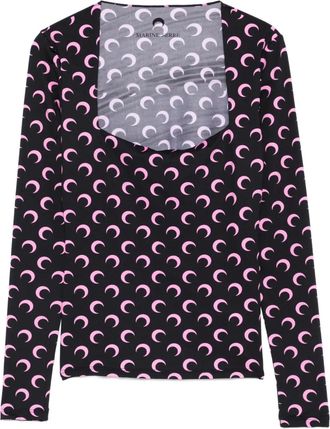 Marine Serre long-sleeved patterned top - Zwart