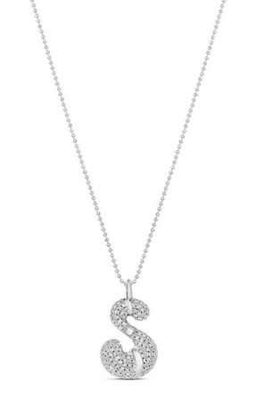 SHYMI Initial Retro Pendant Necklace in Silver at Nordstrom