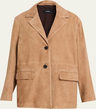 Arma Jolie Single-Breasted Goatskin Suede Blazer