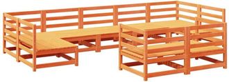 vidaXL Juego De Sof&aacute;s De Jard&iacute;n 9 Pzas Madera Maciza Pino Marr&oacute;n Cera Vidaxl