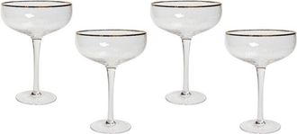 Beliani Beliani - Conjunto De 4 Copas Pompadour De Champ&aacute;n Sopladas A Mano Borde Dorado 45 Cl Topaz