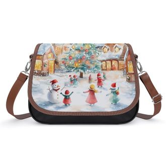 Generic Watercolor Christmas Tree Womens Crossbody Bag Fashion Shoulder Handbags Message Tote Bag with Adjustable Strap