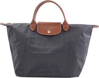 Longchamp Le Pliage Nylon Leather Handbag (Pre-Owned)