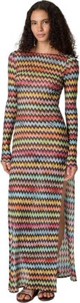 Missoni Long Cover-up Dress In Lam&eacute; Viscose With Micro Zigzag Pattern in Black & Multicoloured at Nordstrom, Size 44 It