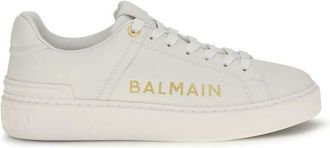 Balmain White Calf Leather Bos Taurus Low Top Womens Sneakers