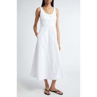 Nellie Partow Camden Cotton Poplin Midi Dress in White at Nordstrom Rack, Size 10