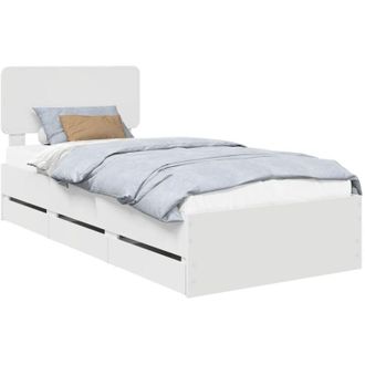 vidaXL Bed Frame with Drawer White 75 x 190 cm Engineer Wood vidaXL