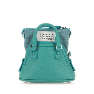 Maison Margiela Sea Green Leather And Fabric 5ac Classique Baby Handbag
