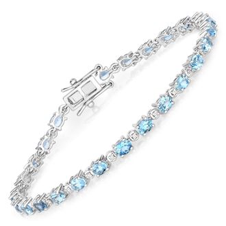 Diana M. Jewels Aquamarine Oval 4x3mm - 26Pcs + White Diamond F/C Round 1mm ( I1/HI Color ) - 26Pcs ( Box Lock With Double Safety )