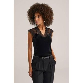 WE Fashion fluweel top zwart