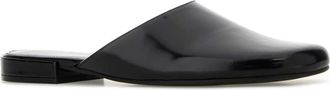 The Row Womens Black Leather Penelope Slippers Flat Shoes