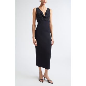 St. John Crystal Embellished Knit Dress in Black/Jet at Nordstrom, Size X-Large