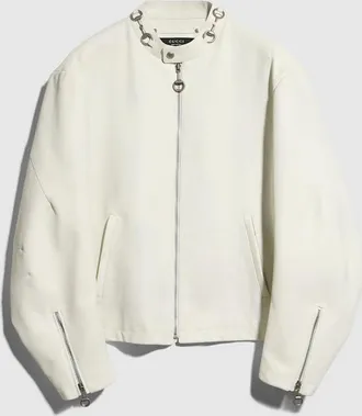 Gucci Treated Bull Leather Jacket, Size XXS, White, Ready-to-wear