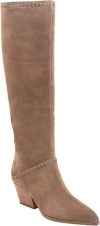 Marc Fisher Tayla Knee High Western Block Heel Boot in Medium Brown 210 at Nordstrom, Size 8.5