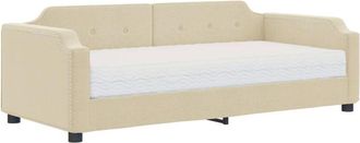 vidaXL Sof&aacute; Cama Con Colch&oacute;n Tela Crema 90x200 Cm Vidaxl