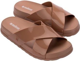 Melissa Cozy Cross Platform Slide Sandal in Brown at Nordstrom, Size 10