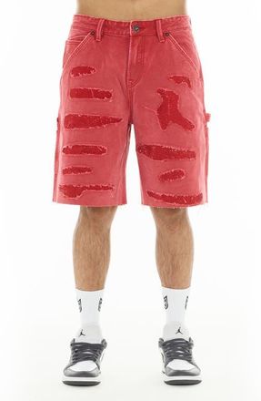 Cult of Individuality Grunge Carpenter Denim Shorts in Red Canvas at Nordstrom, Size 29