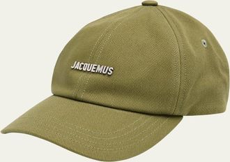 Jacquemus Mens Gadjo Canvas Metal-Logo Baseball Cap