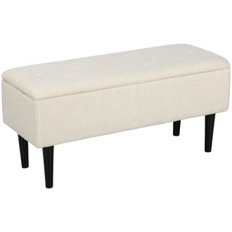 HOMCOM 15 Inch Ottoman Storage Box With 47L Storage Capacity - Cream | TJ Hughes Dark Grey