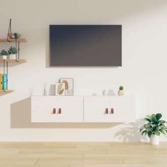 vidaXL Vidaxl Pensili 2 Pz Bianchi 60x30x30 Cm In Legno Massello Di Pino