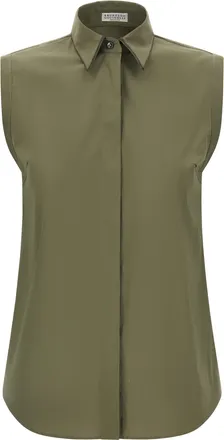 Brunello Cucinelli Bicolor Cotton Womens Blouse