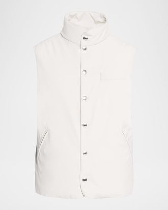 Brunello Cucinelli Mens Nylon Snap-Front Down Vest