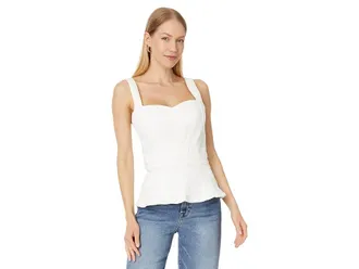 7 For All Mankind Sweetheart Seamed Top Womens Clothing Sunny : XS (US 0-2), Cotton/Polyester
