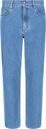 Ermenegildo Zegna Blue High-Waist Cotton Denim Straight Jeans