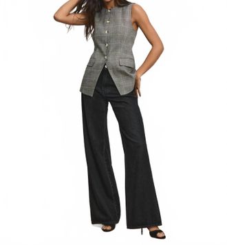 Veronica Beard Lois Plaid Sleeveless Top In Black Multi