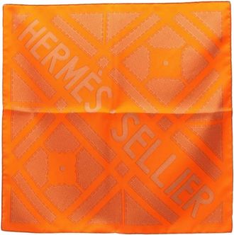 Herm&egrave;s Sciarpa Sellier squadrata anni 2010 - Arancione
