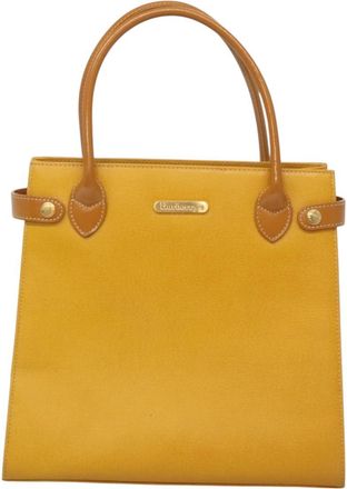 Burberry Nova Check Yellow Leather Handbag (Pre-Owned)