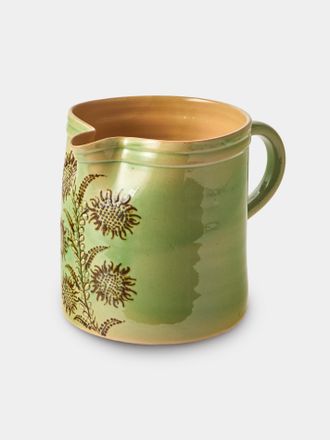 Poterie d'&Eacute;vires Flowers Hand-Painted Ceramic Straight-Edge Medium Jug