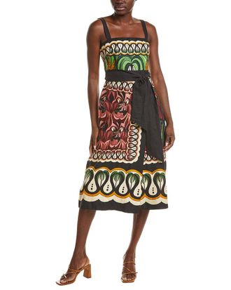 Farm Rio Farm Rio Linen-Blend Coconut Tree Flow Scarf Dress