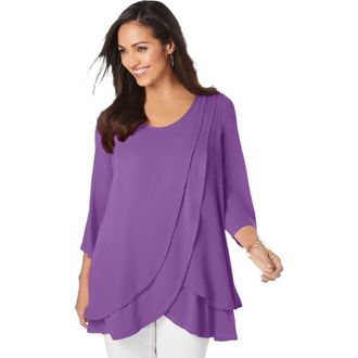 Jessica London Double-Layer High-Low Tunic in Bright Violet at Nordstrom, Size 12