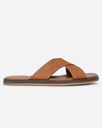 Oliver Sweeney Mens Chesil Logo Detail Sandals in Tan Nubuck - Size UK 11